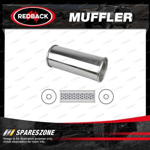 Redback Universal Muffler - 5" Round 12" Long 3" C/C Mega Power 409 Stainless