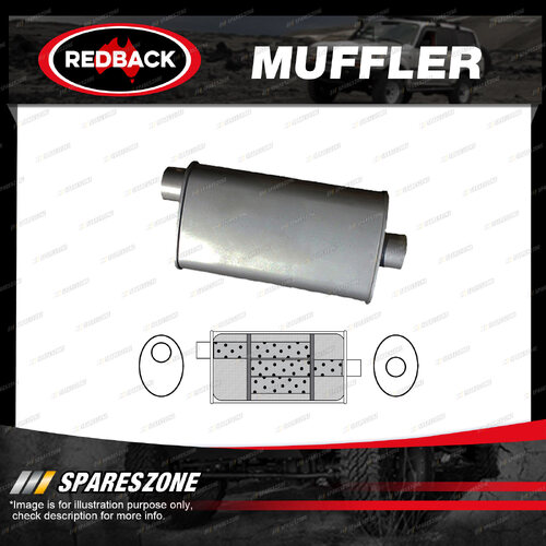 Redback Universal Muffler - 8" x 3 1/2" Oval 14" Long 1 3/4" Offset/Centre