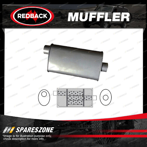 Redback Universal Muffler - 8" x 5" Oval 14" Long 1 3/4" Offset/Centre Triflow