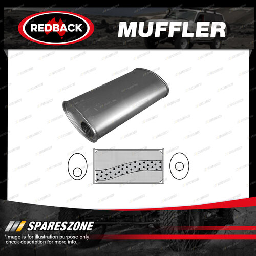 Redback Universal Muffler - 10"x4" Oval 14" Long 2 1/2" O/C Megaflow No Spigots