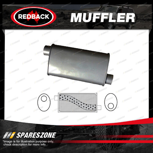 Redback Universal Muffler - 10" x 4" Oval 14" Long 2 1/2" Offset/Offset Megaflow