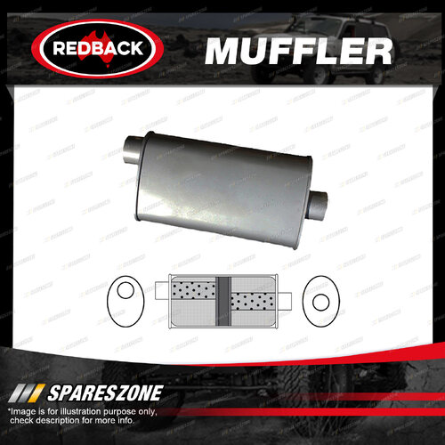 Redback Universal Muffler - 8" x 4" Oval 14" Long 2" Offset/Centre Chambered