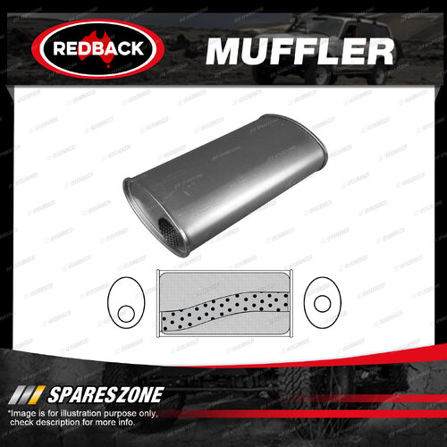 Redback Universal Muffler - 8" x 4" Oval 14" Long 2" Offset/Centre Megaflow