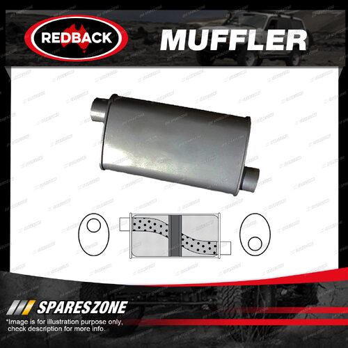 Redback Universal Muffler - 8" x 4" Oval 14" Long 2" Offset/Offset Chambered