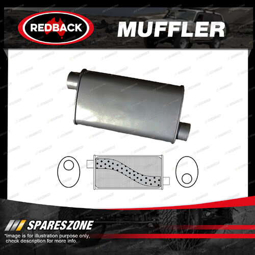 Redback Universal Muffler - 8" x 4" Oval 14" Long 2" Offset/Offset Megaflow