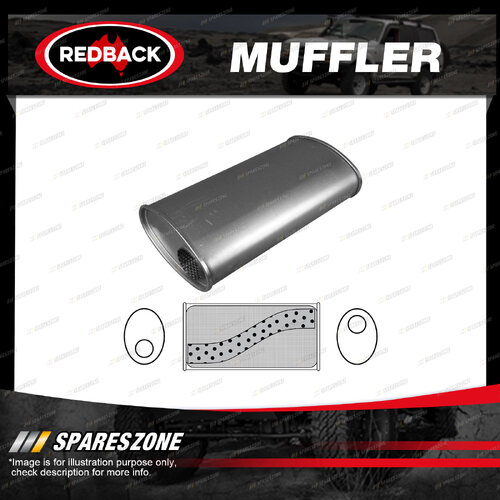 Redback Universal Muffler - 8" x 4" Oval 14" Long 2" O/O Megaflow No Spigots