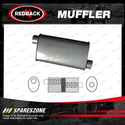 Redback Universal Muffler - 8" x 4" Oval 16" Long 2" Offset/Centre Baffled