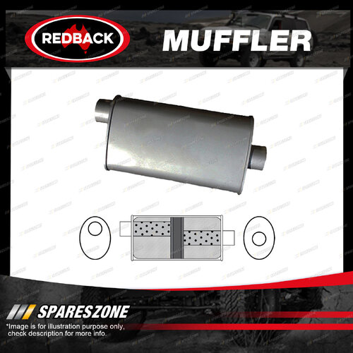 Redback Universal Muffler - 8" x 4" Oval 16" Long 2" Offset/Centre Chambered