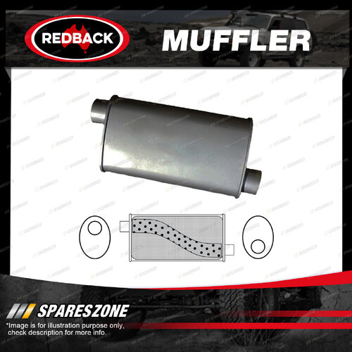 Redback Universal Muffler - 8" x 4" Oval 16" Long 2" Offset/Offset Megaflow