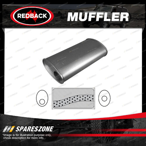 Redback Universal Muffler - 8" x 4" Oval 14" Long 2 1/4" O/C Megaflow No Spigots