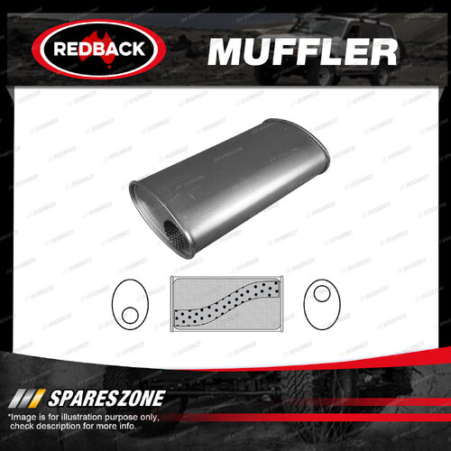 Redback Universal Muffler - 8" x 4" Oval 14" Long 2 1/4" Offset/Offset Megaflow