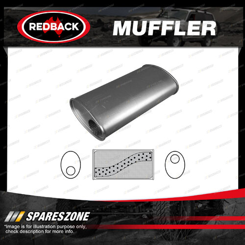 Redback Universal Muffler - 8" x 4" Oval 14" Long 2 1/4" O/O Megaflow No Spigots