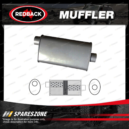 Redback Universal Muffler - 8" x 4" Oval 14" Long 2 1/2" Offset/Centre Baffled