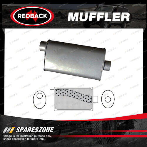 Redback Universal Muffler - 8" x 4" Wide Oval 16" Long Offset/Centre Megaflow