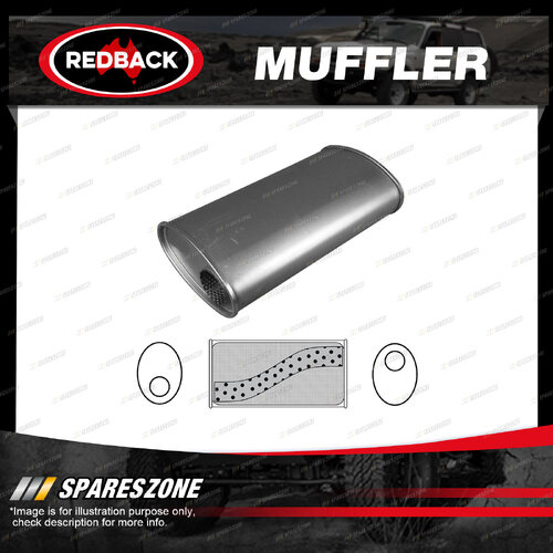 Redback Universal Muffler - 8" x 4" Oval 16" Long 2 1/2" Offset/Offset Megaflow