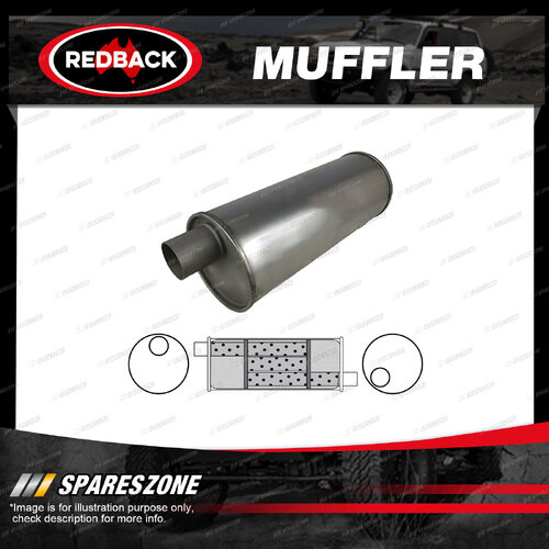 Redback Universal Muffler - 6" Round 12" Long 1 1/2" Offset/Offset Left Rotation