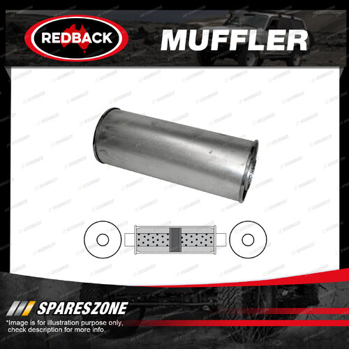 Redback Universal Muffler - 6" Round 14" Long 2 1/2" Centre/Centre Chambered