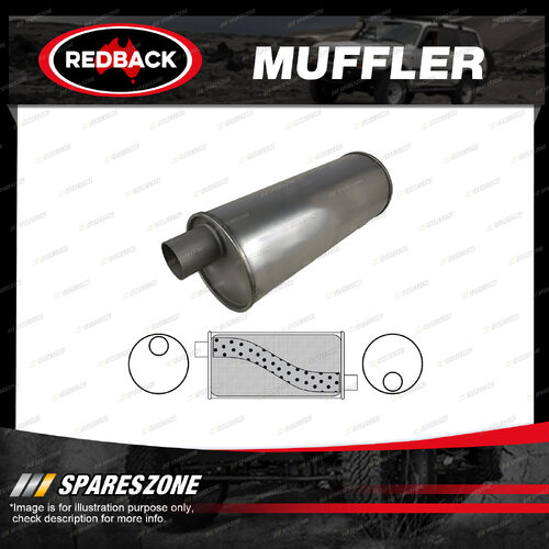 Redback Universal Muffler - 6" Round 16" Long 2 1/2" Offset/Offset Megaflow