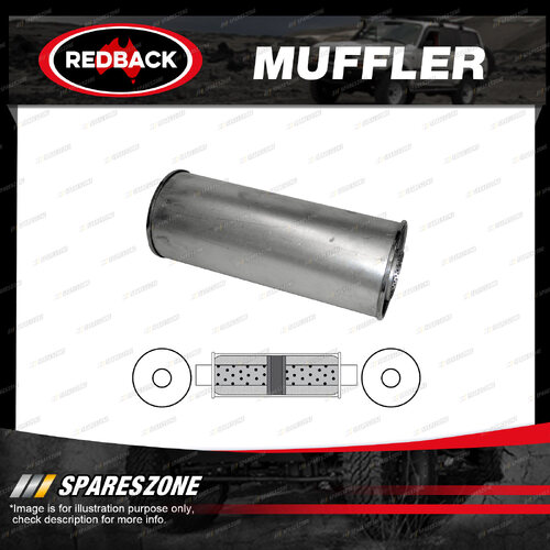 Redback Universal Muffler - 6" Round 14" Long 3" Centre/Centre Chambered