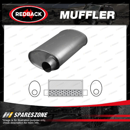 Redback Universal Muffler - 8" x 4" Oval 12" Long 2 1/2" O/O Spigots Mega Power