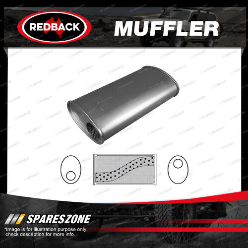 Redback Universal Muffler - 8" x 4" Oval 14" Long 2 1/2" O/O No Spigots