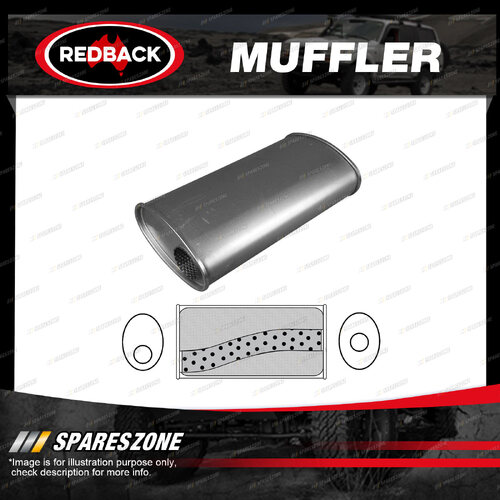 Redback Universal Muffler - 8" x 4" Oval 14" Long 2 1/2" O/C No Spigots