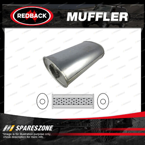 Redback Universal Muffler - 8" x 4" Oval 14" Long 2 1/2" C/C No Spigots