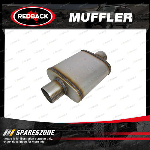 Redback Universal Muffler - 9" x 4" Oval 14" Long 2 1/2" C/C Spigots