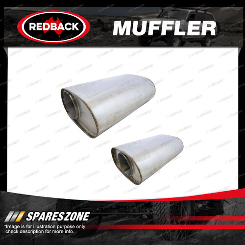 Redback Universal Muffler - 9" x 5" Oval 14" L 4" O/C 409 Stainless Unpolished