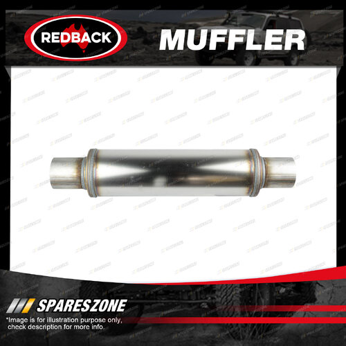 Redback Universal Muffler - 4" Round 14" Long 2 1/2" C/C Mega Power Stainless