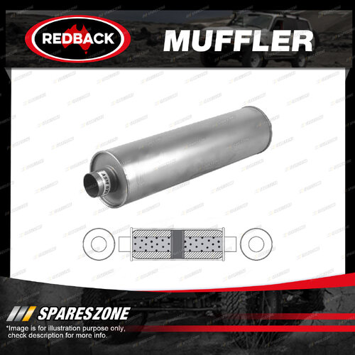 Redback Universal Truck Muffler - 6" Round 24" Long 2" C/C Chambered Aluminised