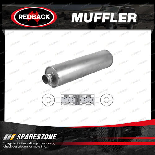 Redback Universal Truck Muffler - 6" Round 24" Long ID 3" C/C O/Cham/Baff G/P