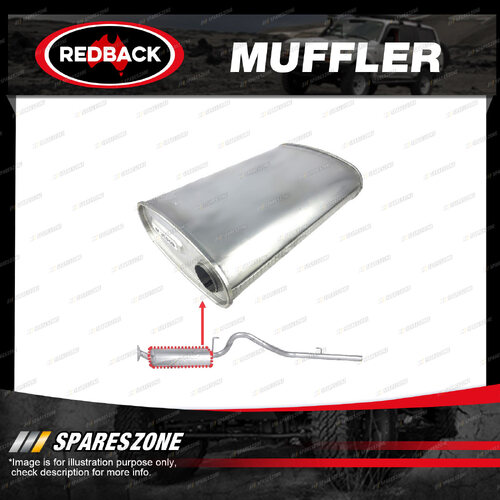 Redback Rear Muffler 8" x 5" Oval 24" Long Center/Center for Ford Courier