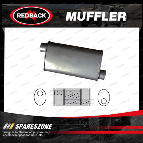 Redback Universal Muffler - 7" Round 20" Long 2 1/4" Offset/Offset Triflow