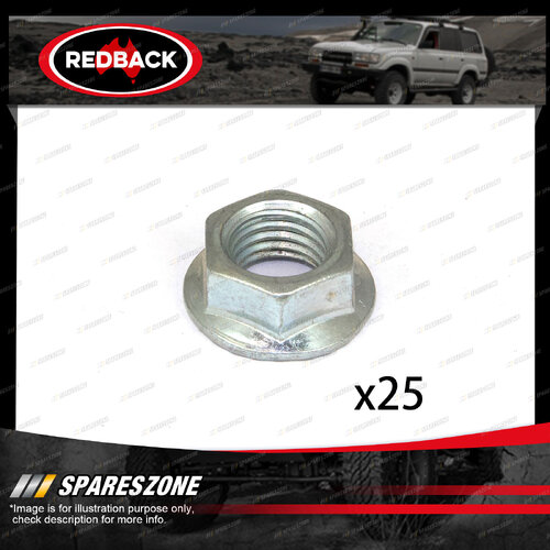 Redback Flanged Nuts - Thread M10 x 1.5 16mm Hex Standard Pack Size 25