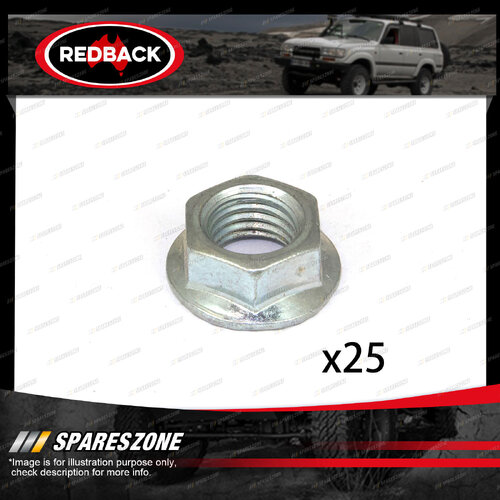 Redback Flanged Nuts - Thread M8 x 1.25 12mm Hex Standard Pack Size 25