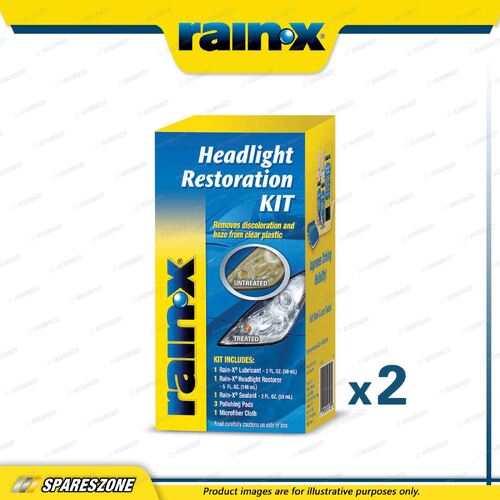 2 x Rain-X Headlight Restoration Kits - Deep Cleaning Polish and Sealant