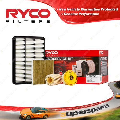 Ryco 4WD Filter Service Kit for Toyota Landcruiser J7 4.5L TD 24V 4x4 01/2007-On