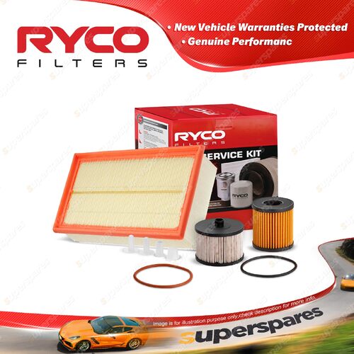 Ryco Oil Air Fuel Filter Service Kit for Peugeot 307 T6 HDI 4cyl 2L Turbo Diesel