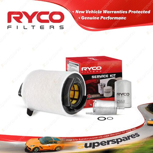 Ryco Oil Air Fuel Filter Service Kit for Volkswagen Caddy 2K 4cyl 1.6L Petrol