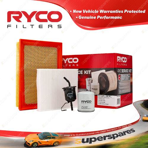 Ryco 4WD Air Oil Fuel Cabin Filter Service Kit for Toyota Hilux TGN121R 2TRFE