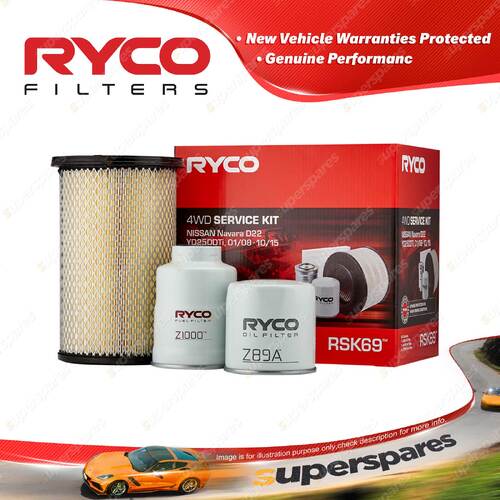 Ryco 4WD Filter Service Kit for Nissan Navara D22 YD2500DT 01/08-10/15