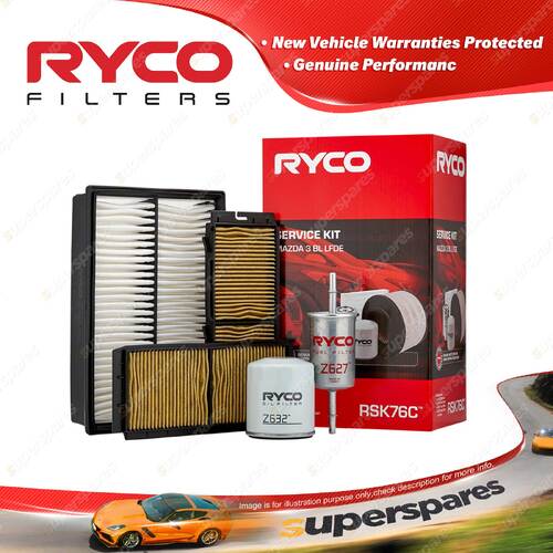 Ryco Filter Service Kit for Mazda 3 BL Series LFDE Engine 04/2009-01/2014