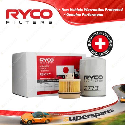 Ryco HD Filter Service Kit RSK127 for HINO Ranger FC3J J07C Cartridge Fuel