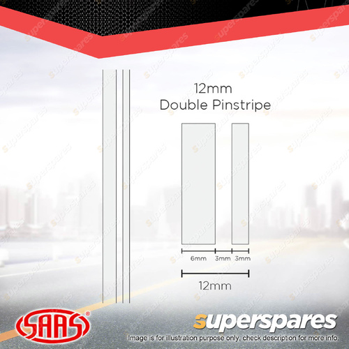 SAAS Double Pinstripe Line Car Tape Decals Stickers White 12mm x 10 Metres