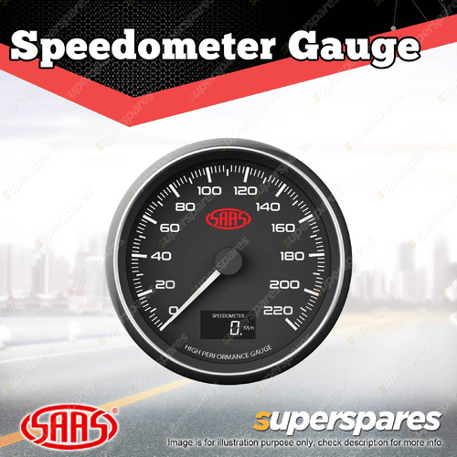 SAAS Speedometer Gauge 0 - 220 KPH 80mm In Dash Black Muscle Series