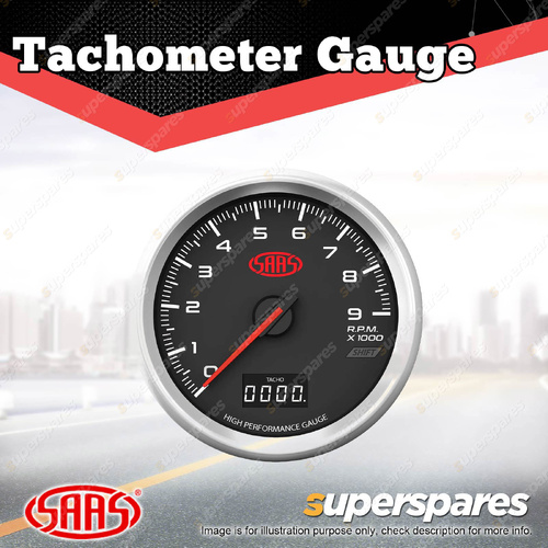 SAAS Tachometer 0-9K RPM Shiftlite 80mm In Dash Muscle Series 3 Black