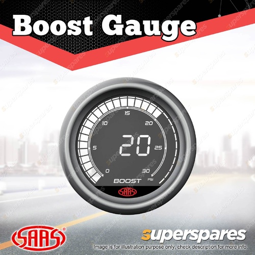 SAAS Boost Gauge Diesel 0-30psi 52mm Muscle Digital Series Dimmable Backlighting