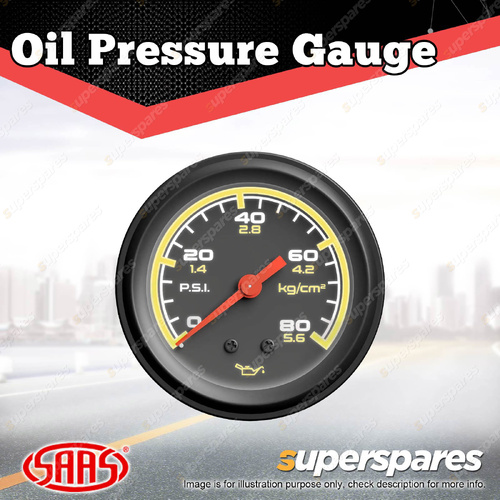 SAAS Oil Pressure Mechanical Gauge - Dual scale - Black Autoline 0 to 80psi