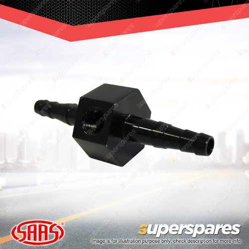 SAAS Fuel Inline Gauge Adaptor 5/16 - 3/8 Black Billet 1/8" NPT Female